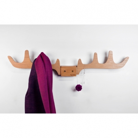 Porte-manteaux design en bois en forme de cornes de cerf Merlin Hêtre