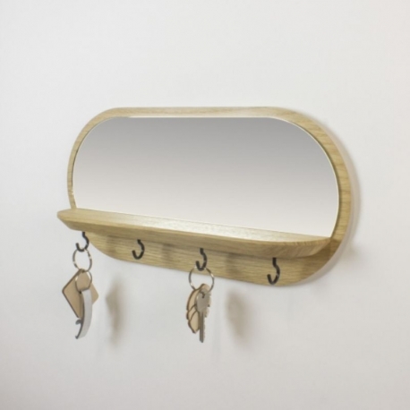 Etagère Vide-poche miroir porte-clés d'entrée Mini - Moonlight design en bois