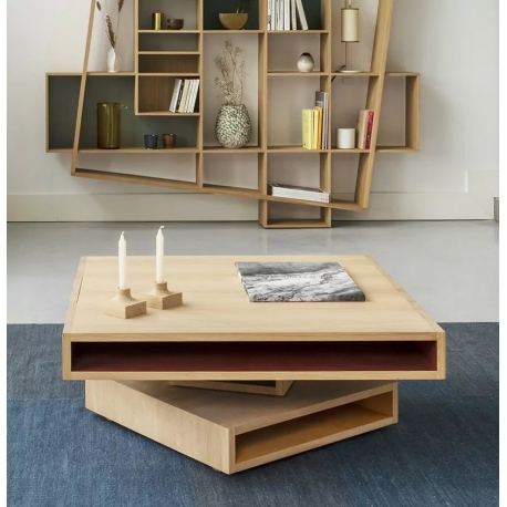 Table basse pivotante design personnalisable en bois CUBOCARRÉ